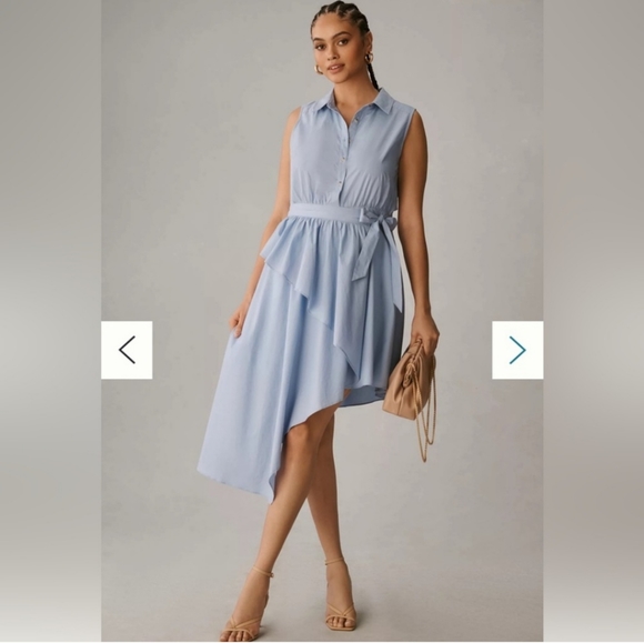 ππ NWT Anthropologie Maeve Asymmetrical Peplum Sleeveless Shirt Dress Size 16P - Picture 2 of 6